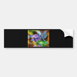 Blue Dragonfly op Wild Garlic Dot Art Bumpersticker