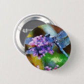 Blue Dragonfly op Wild Garlic Dot Art Ronde Button 5,7 Cm (Voorkant /achterkant)