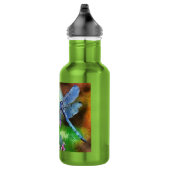 Blue Dragonfly op Wild Garlic Dot Art Waterfles (Rechts)