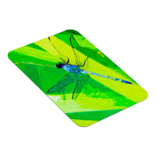 Blue Dragonfly over Green Abstract Impressionisme Magneet (Rechterzijde)