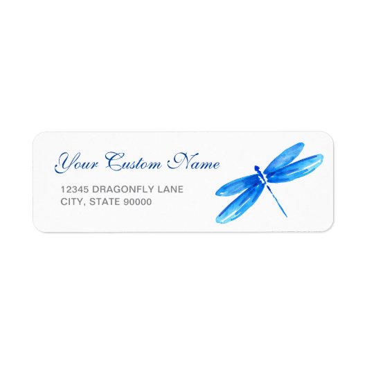 Blue Dragonfly Retouradreslabels Sjabloon Etiket (Voorkant)