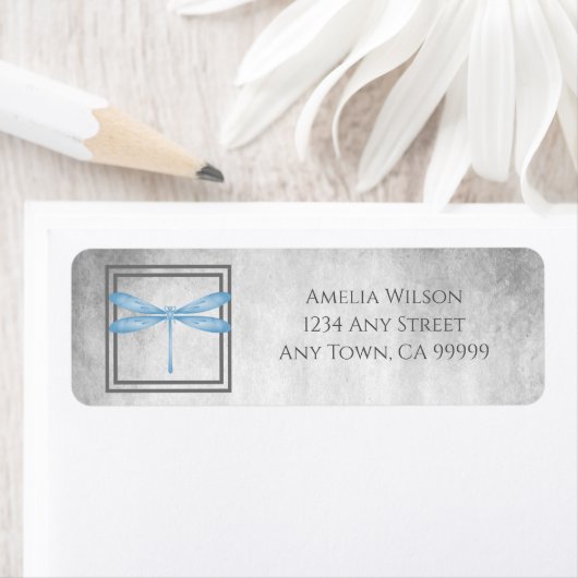 Blue Dragonfly Return Address Label (Insitu)