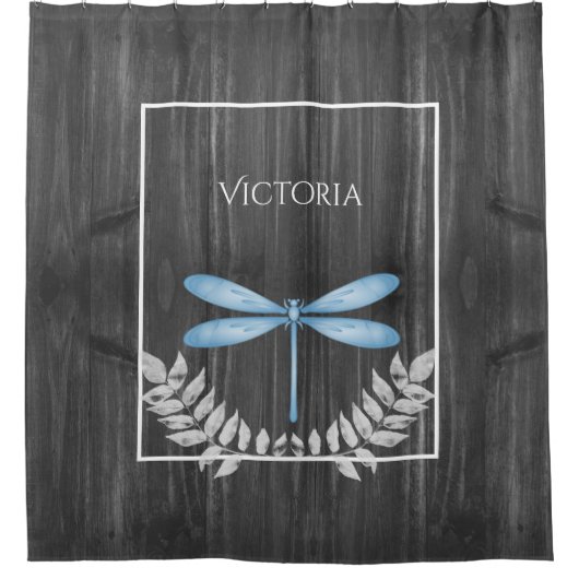 Blue Dragonfly Rustic Personal Shower Curtain Douchegordijn (Voorkant)