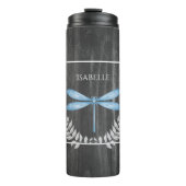 Blue Dragonfly Rustic Personalized Thermal Tumbler Thermosbeker (Voorkant)