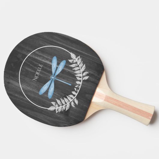 Blue Dragonfly Rustic Ping Pong Paddle Tafeltennisbatje (Zijkant)
