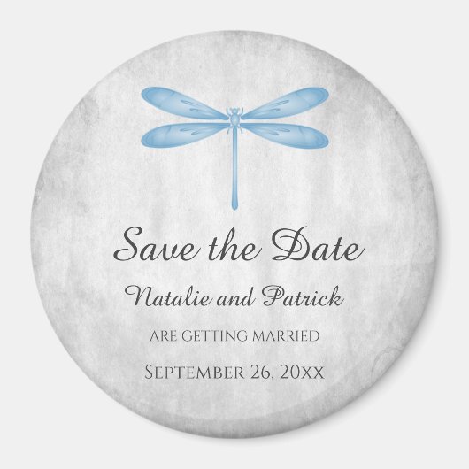 Blue Dragonfly Save the Date Magnet Magneet (Voorkant)