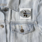 Blue Dragonfly Vierkante Button 5,1 Cm (In situ)