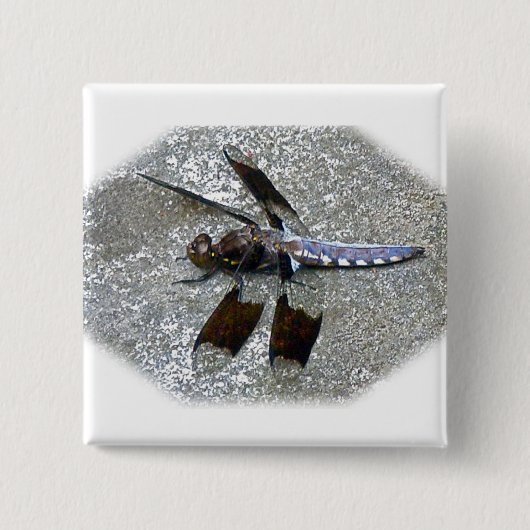 Blue Dragonfly Vierkante Button 5,1 Cm (Voorkant)