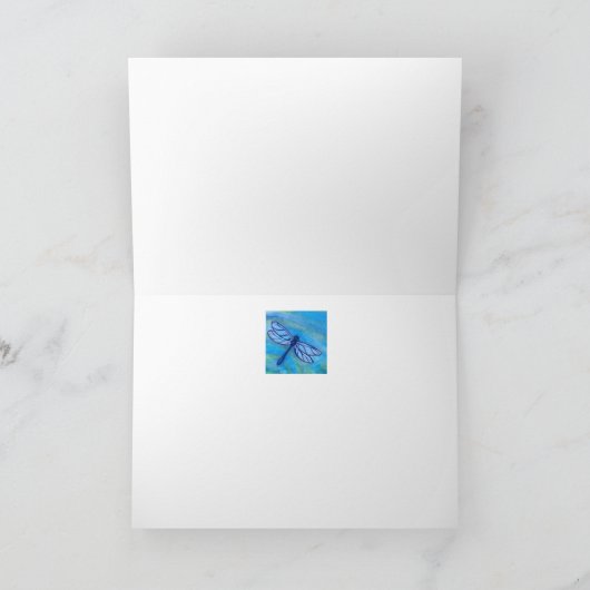 Blue Dragonfly Waterverf Dank u Kaart (Binnen)