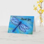 Blue Dragonfly Waterverf Dank u Kaart (Gele Bloem)
