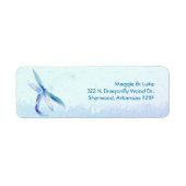 Blue Dragonfly Wedding Couple Adres Etiket (Voorkant)