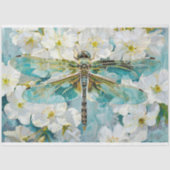 Blue Dragonfly Witte Bloesems Decoupage Tissuepapier (Voorkant)