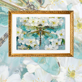 Blue Dragonfly Witte Bloesems Decoupage Tissuepapier