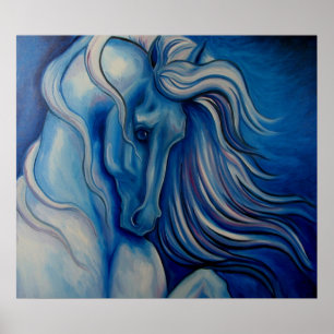 Blue Drama Horse Poster
