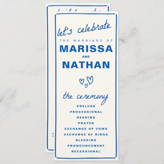 Blue Drawn Together huwelijksprogramma Programma (Voorkant / Achterkant)