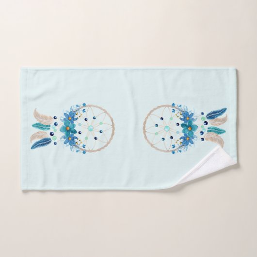 Blue Dreamcatcher Design Boho élégant (Serviette à main)