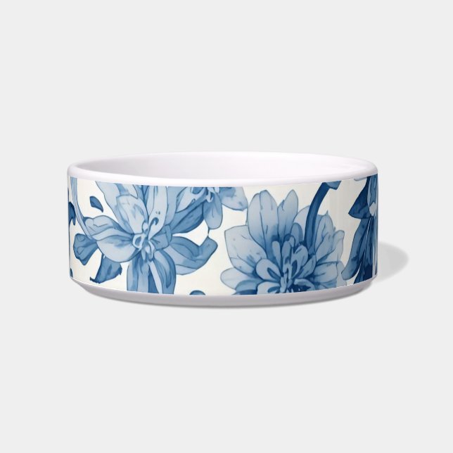 Blue Dreams | Floral Watercolor Chinoiserie Voerbakje (Voorkant)