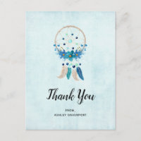 Blue Dreamweaver catcher met Feathers Boho Bedankt