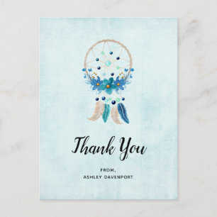 Blue Dreamweaver catcher met Feathers Boho Bedankt Briefkaart