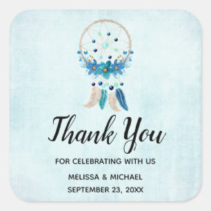 Blue Dreamweaver Stylish Boho Design Bedankt Vierkante Sticker