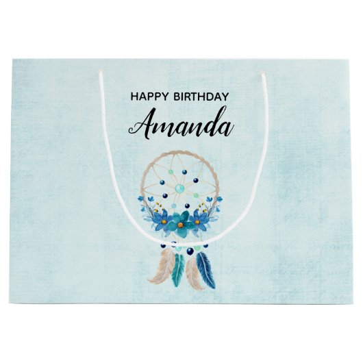 Blue Dreamweaver Stylish Boho Design Birthday Groot Cadeauzakje (Voorkant)