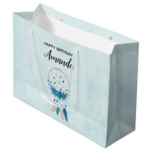 Blue Dreamweaver Stylish Boho Design Birthday Groot Cadeauzakje (Voorkant Gekanteld)