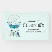 Blue Dreamweaver Stylish Boho Design Birthday Spandoek (Horizontaal)
