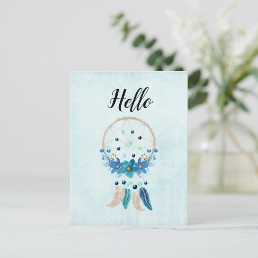 Blue Dreamweaver Stylish Boho Design Briefkaart (Staand voorkant)