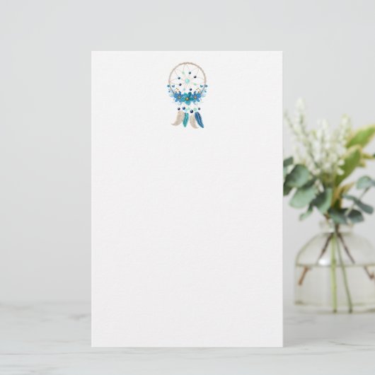 Blue Dreamweaver Stylish Boho Design Briefpapier (Staand voorkant)