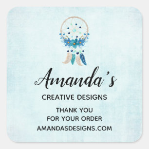 Blue Dreamweaver Stylish Boho Design Business Vierkante Sticker