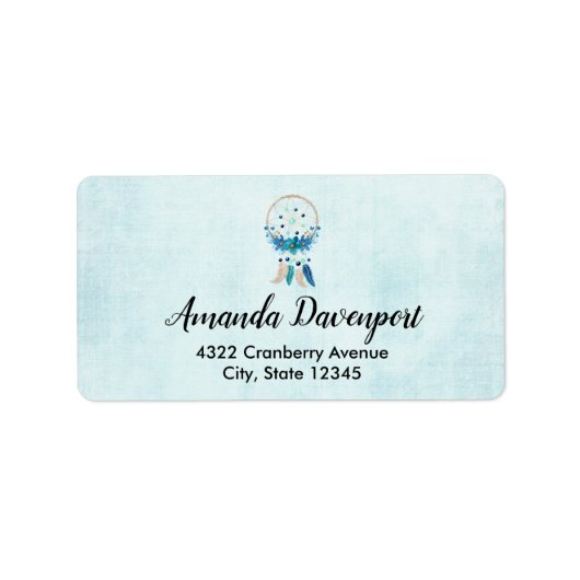 Blue Dreamweaver Stylish Boho Design Etiket (Voorkant)