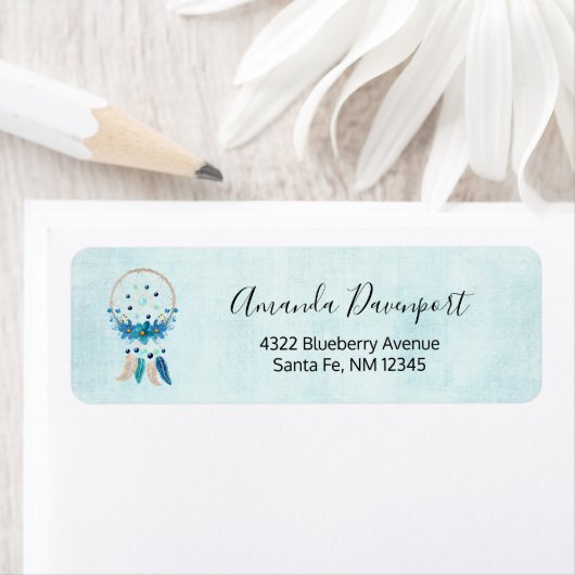 Blue Dreamweaver Stylish Boho Design Etiket (Insitu)