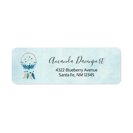 Blue Dreamweaver Stylish Boho Design Etiket (Voorkant)
