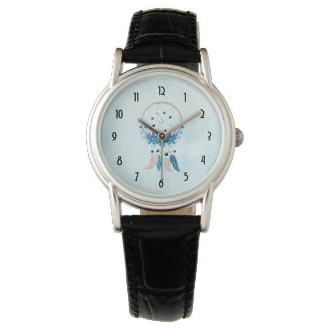 Blue Dreamweaver Stylish Boho Design Horloge (Voorkant)