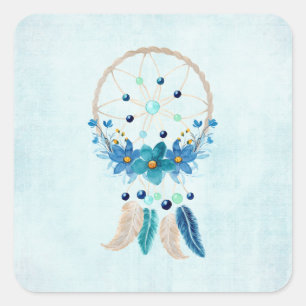Blue Dreamweaver Stylish Boho Design Vierkante Sticker
