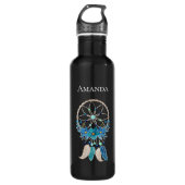 Blue Dreamweaver Stylish Boho Design Waterfles (Voorkant)