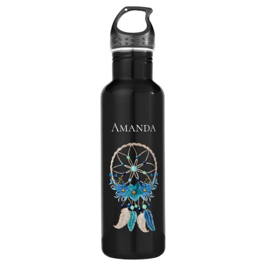 Blue Dreamweaver Stylish Boho Design Waterfles (Voorkant)