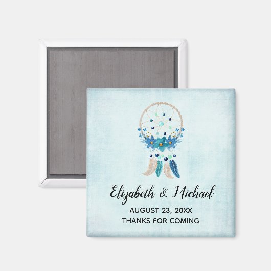 Blue Dreamweaver Stylish Boho Design Wedding Magneet (Voorkant / Achterkant)