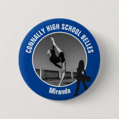 Blue Drill Team Photo High School Dancer Ronde Button 5,7 Cm (Voorkant)