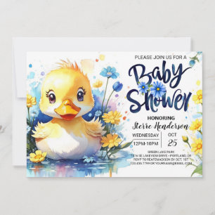 Blue Duckling Baby shower uitnodiging