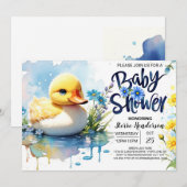 Blue Duckling Bliss Baby shower Kaart (Voorkant / Achterkant)