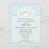 Blue Ducks Twins Baby shower Kaart (Voorkant / Achterkant)