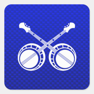 Blue Dueling Banjos Vierkante Sticker