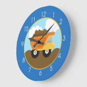 Blue Dump Truck Construction Clock Grote Klok (Hoek)