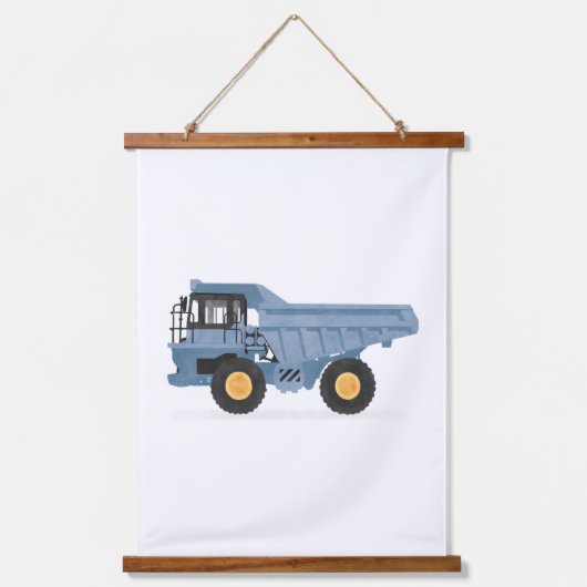 Blue Dump Truck Construction Vehicle Decor Hangend Wandkleed (Voorkant)