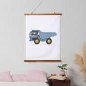 Blue Dump Truck Construction Vehicle Decor Hangend Wandkleed (Slaapkamer)