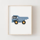 Blue Dump Truck Construction Vehicle Decor Poster