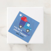 Blue Dump Truck Hearts Valentijnse Labels Gift (In situ)