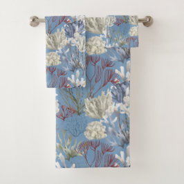 Blue Dusk Solid met onderzeese print Bad Handdoek