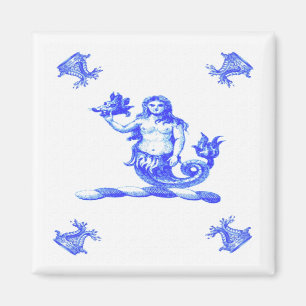 Blue Dutch Mermaid Old Magneet